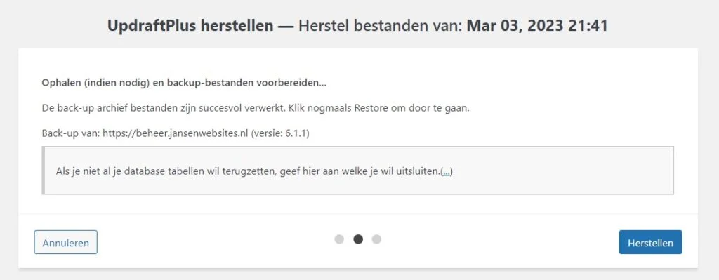 WordPress backup maken 12 backup herstellen